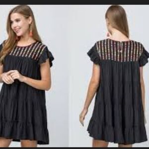 Black Ruffle Sleeve Dress